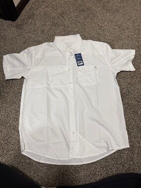 Huk Men's Short Sleeve Button-Down Shirt - White